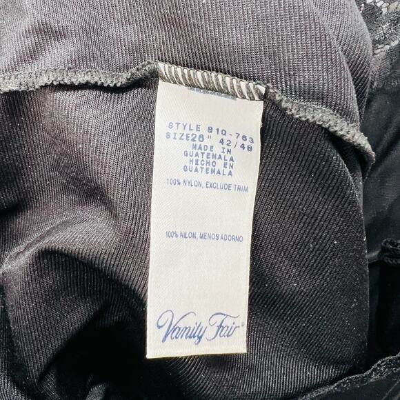 Vintage Vanity Fair Full Slip Black Butterfly Lace Detail Size 42 Midi Dress - Picture 7 of 8